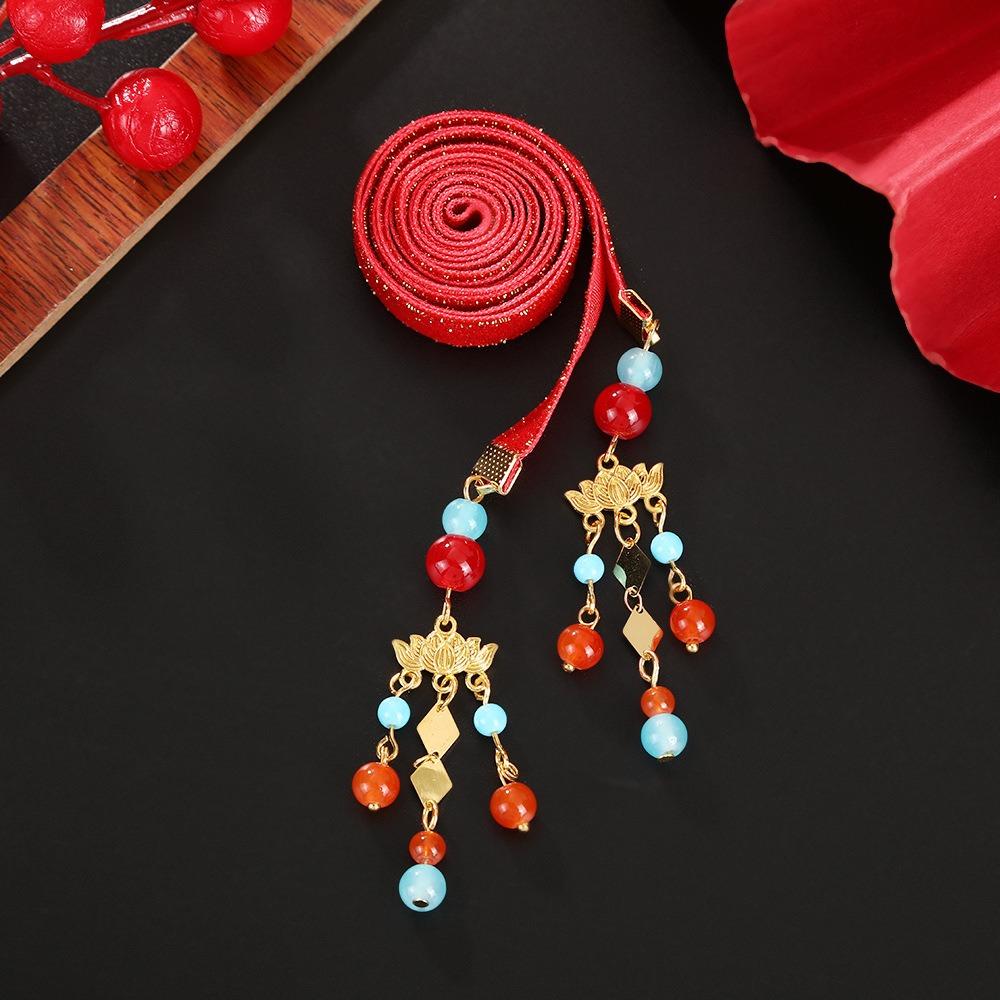 Tassel New Year Hair Rope Butterfly Chinese Long Hairband Sweet Girls Ribbon Head Rope  Festival