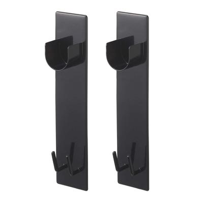 Yamazaki Jitsugyo 4916 Magnetic Bathroom Clothes Drying Rod Holder Set of 2 Tower Black Tower Bathroom Drying Indoor Drying Approx. 6X3.5X23cm
