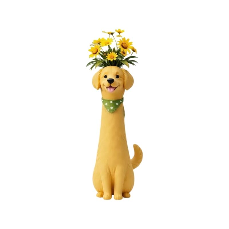 Wacky Dog Vases Funny Flower Vases,Decorative Vases Resin Puppy Sculpture Ornament for Home Decors Housewarmings Gift