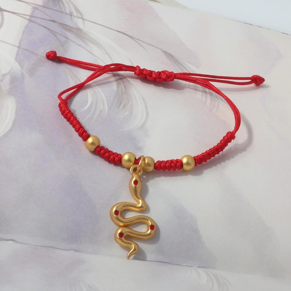 Chinese Style Lucky Red Rope New Year Fortune Bracelet Cute Snake Year Bracelet  Women