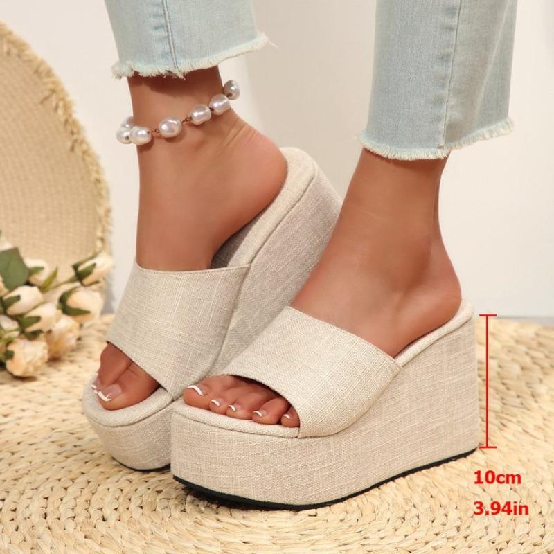 Sandali a ciabatta da donna in PVC trasparente con punta aperta Estate Zeppa 10 cm Tacchi Alti Pantofole da donna Piattaforma Casual Sandali