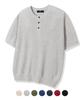 TRILLION Washable Linen Crop Henley Neck Short Sleeve Knit_7Color (C Type)