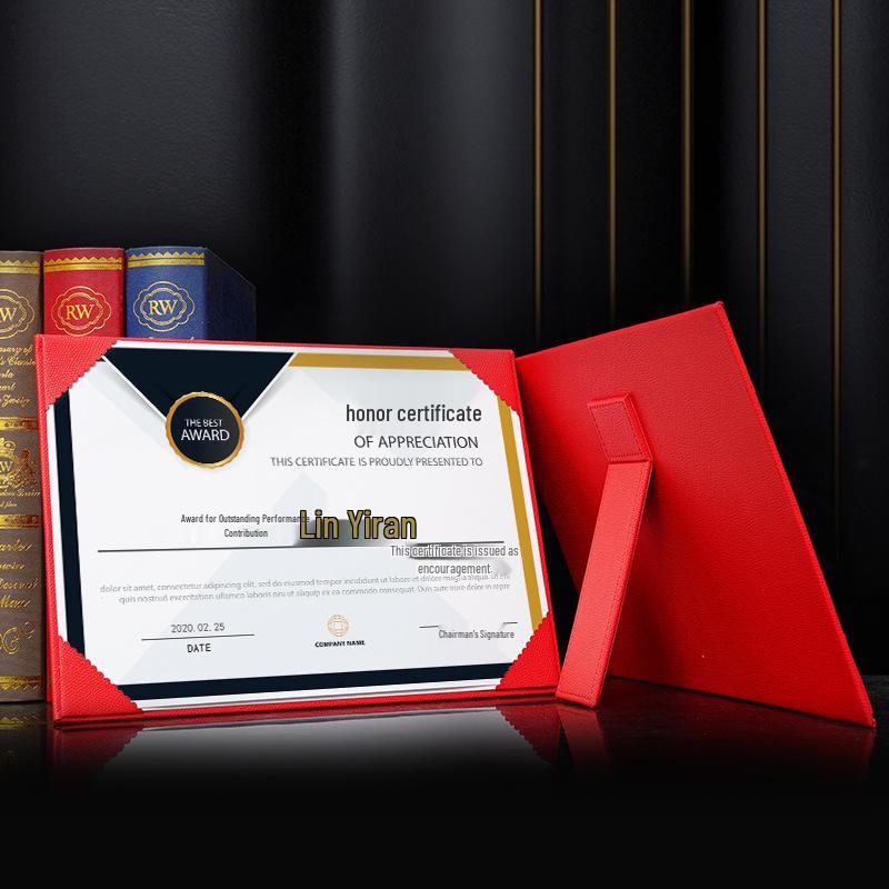 A4 Leather Self-Standing Award Certificate Case