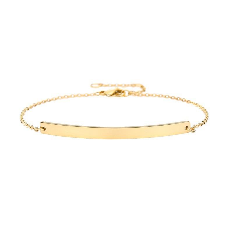 Simple Geometric Stainless Steel Bracelet – European & American Style, Light Luxury, Customizable Couple Bangle