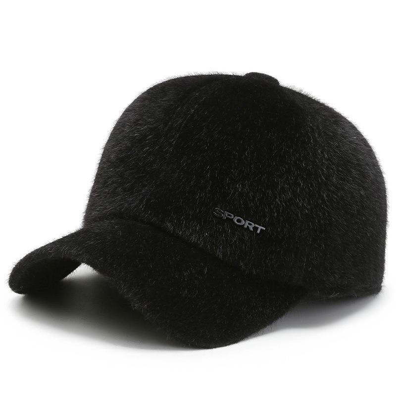 Winter hat Men's fleece cold-proof and warm flat-top hat Grandpa woolen thickened ear protector duck tongue cotton hat