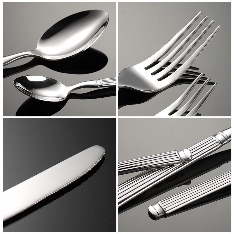 410 stainless steel thin Roman column series Western food knives, forks and spoons set tableware gifts 5 main parts
