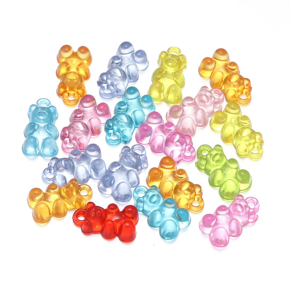 50pcs Colorful Bear Acrylic Beads Cute Transparent Gummy Bear Series Bead For Jewelry Making DIY Bracelet Earring Christmas Gift