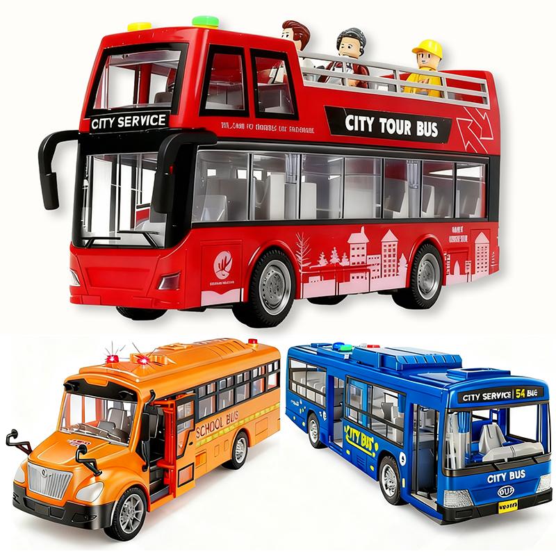 Giocattoli Macchinine Giocattoli Autobus Grandi Autobus Scolastico di Simulazione Autobus a Due Piani Convertibile Ritorno a Tirare Luci Suoni Bambini Piccoli Bambini Regalo