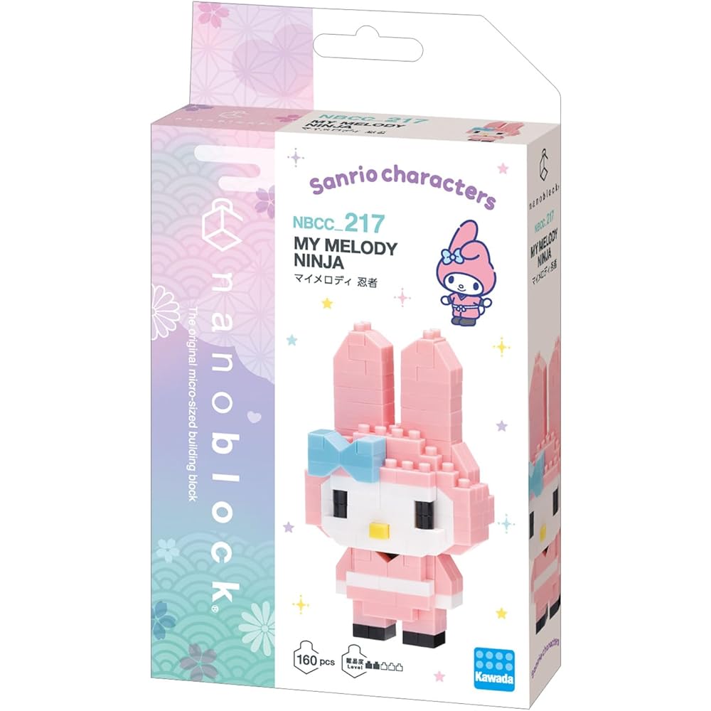 Kawada Nanoblock My Melody Ninja Building Set 3x10.5x18cm Ages 12 and Up Decorative Hobby Toy