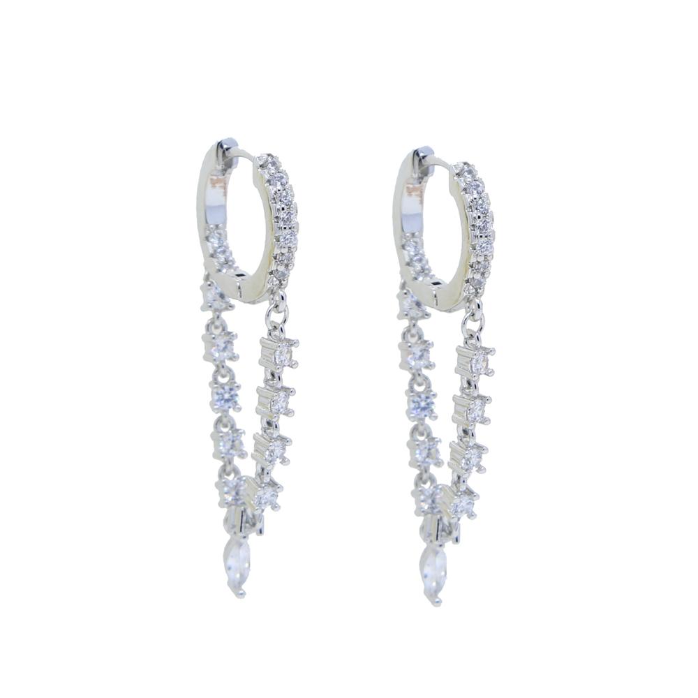 Long Chain Tassel CZ Earrings for Women Fashion Dangle Drop Sparking Bling Cubic Zirconia Jewelry