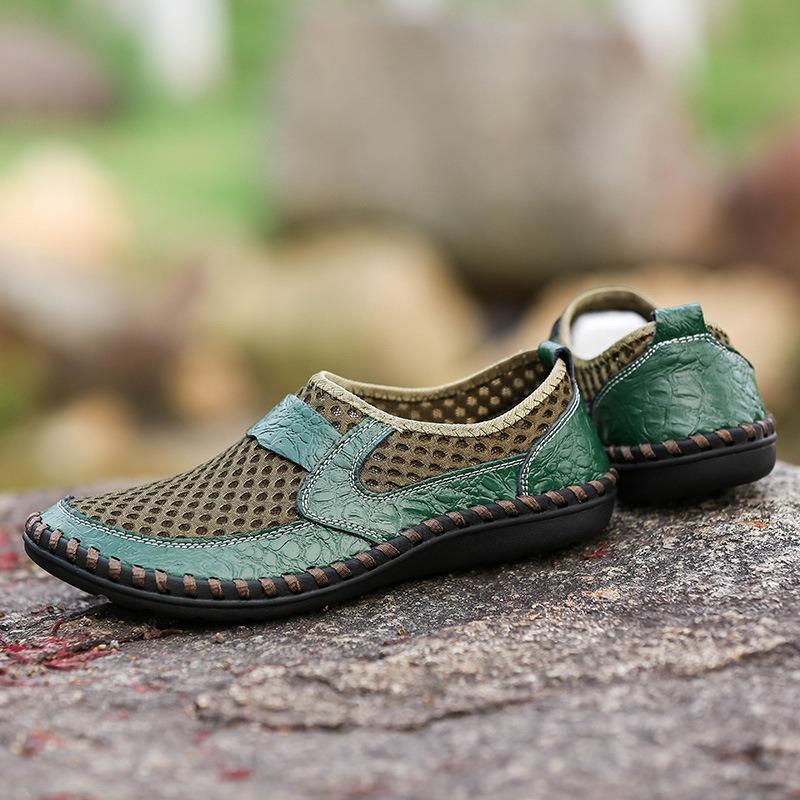 Summer Men's Shoes Mesh Casual Leather Shoes for Men Outdoor Water Shoes Breathable Flat Mens Sandals Plus Size 38-50