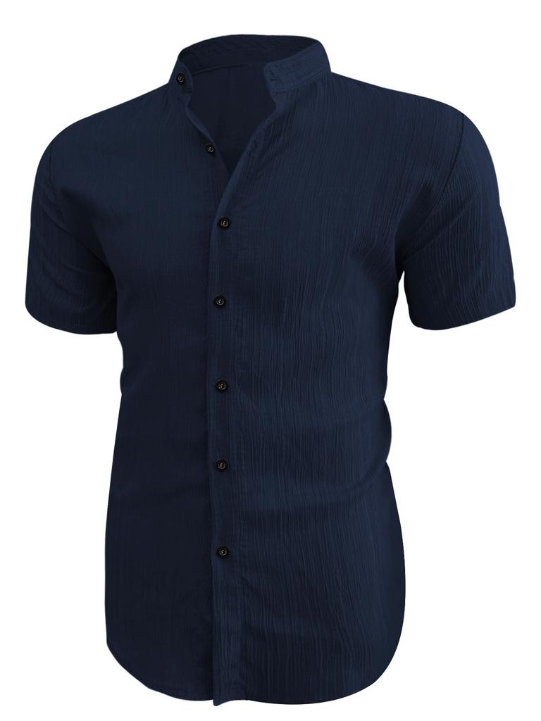 Summer men's short-sleeved shirt stand-up collar casual shirt for men's shirts in stock