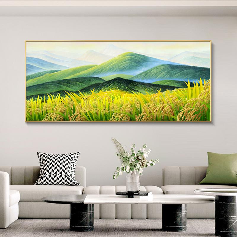Decorative Painting of Landscape Banner with Backing To Attract Wealth Canvas Painting Green Mountain Posters for Living Room