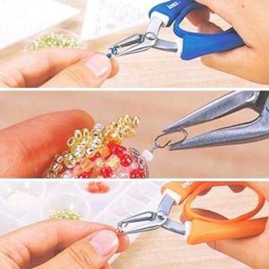 ANEX SUS410 Pliers with Double 253 and Easy To for and Tsumami Beginners Grip, Round, 135mm, No. [Compact Grip] Beading, Crafting, Wire, Zaiku,