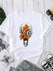 (Asian Size) Women's Top T Clothing Print Short Sleeve T-shirts Fashion Sweet Flower Cute Female Casual O-neck Graphic Tee
