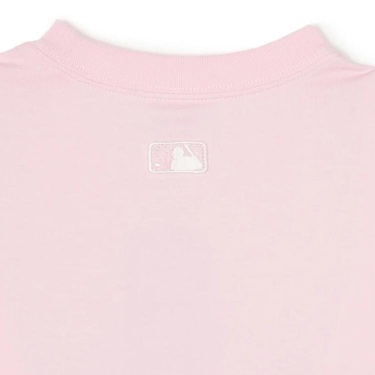 New MLB Drop Shoulder Sleeve T-Shirt Unisex Pink 3ATSE0143-45PKL