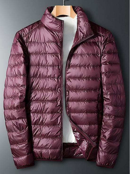 Men's Lightweight White Duck Down Winter Jacket, Large, Loose Fit, Youth Short Style, Outdoor Sports, Stand Collar, Warmth.