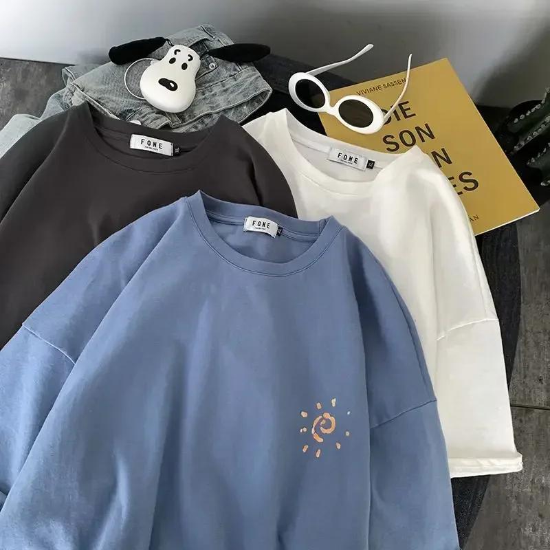 Round Neck Short Sleeve T-shirt for Men and Women Loose Casual Top Couple Top Hong Kong Style Summer Fashion