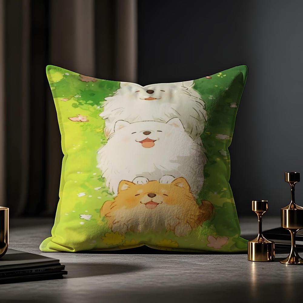 Cartoon Drawing Animal Cushion Cover Anti-dustmite Pillowcase Invisible Zipper Silky Short Plush Sofa Cushion Cover