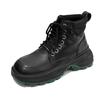 Módní šněrovací pánské platformové boty, ležérní vysoké kotníkové boty, pánské robustní boty, streetwear, hip hop, černé motocyklové boty pro muže