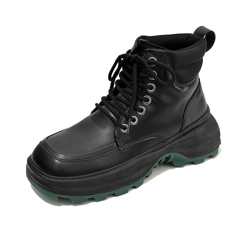 Módní šněrovací pánské platformové boty, ležérní vysoké kotníkové boty, pánské robustní boty, streetwear, hip hop, černé motocyklové boty pro muže