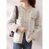 Mink fleece sweater jacket women's autumn and winter new outer wear crew neck top knitted cardigan short sleeve