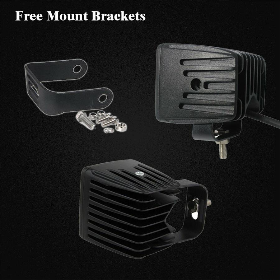 Pair 3X3Inch 24W Spot Cube Pods Led Work Light Bar With Rgb Angel Eyes