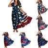 Sommerkleider für Damen UK V-Ausschnitt Kurzarm Maxikleid mit Sternenprint Lässig Lockerer Schnitt Damen Sommerkleider UK