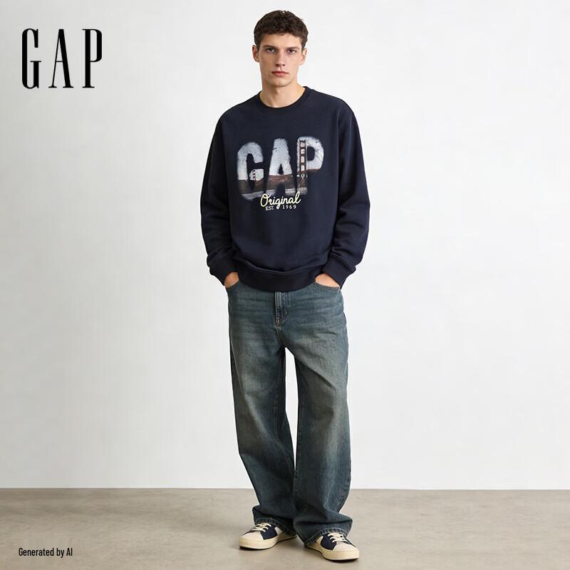 GAP Unisex Logo Print Loose Fit Long Sleeve Sweatshirt