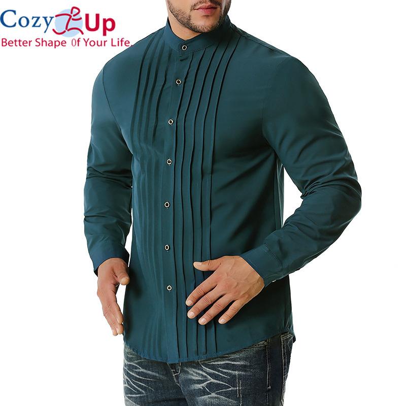 strapless open back dress Mens Dress Shirt Solid Slim Fit Short Sleeve For Prom Wedding Business   MOGU SUIT