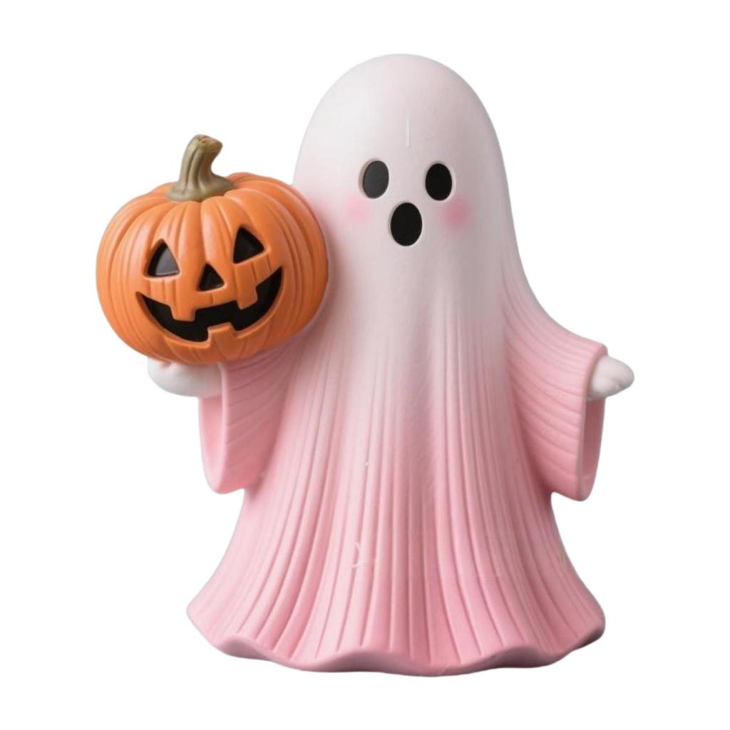 Halloween Miniature Pumpkin Figurine Cute Ghost Figurine Halloween Decoration for Entrance Terrace Outdoor Farmhouse Bookshelf
