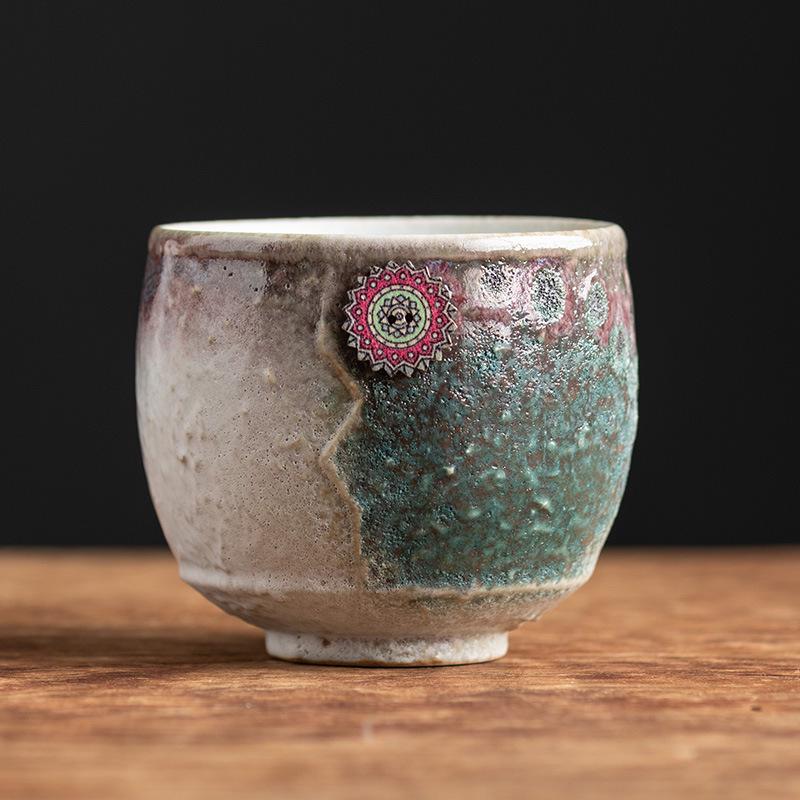 Retro Ceramic Kiln-Change Mug: Pleated Coarse Pottery Coffee Cup