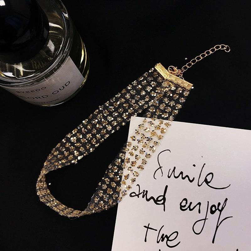 

Women Fashion Sequins Invisible Necklace Chocker Clavicle Chain Female Neck Jewelry Neckband Sexy Necklace Decoration Accessorie золотой