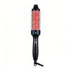 Infrared Thermal Brush, Dual Voltage Negative Ions Heated Round Brush, Straightener & Curling Iron 2 in 1
