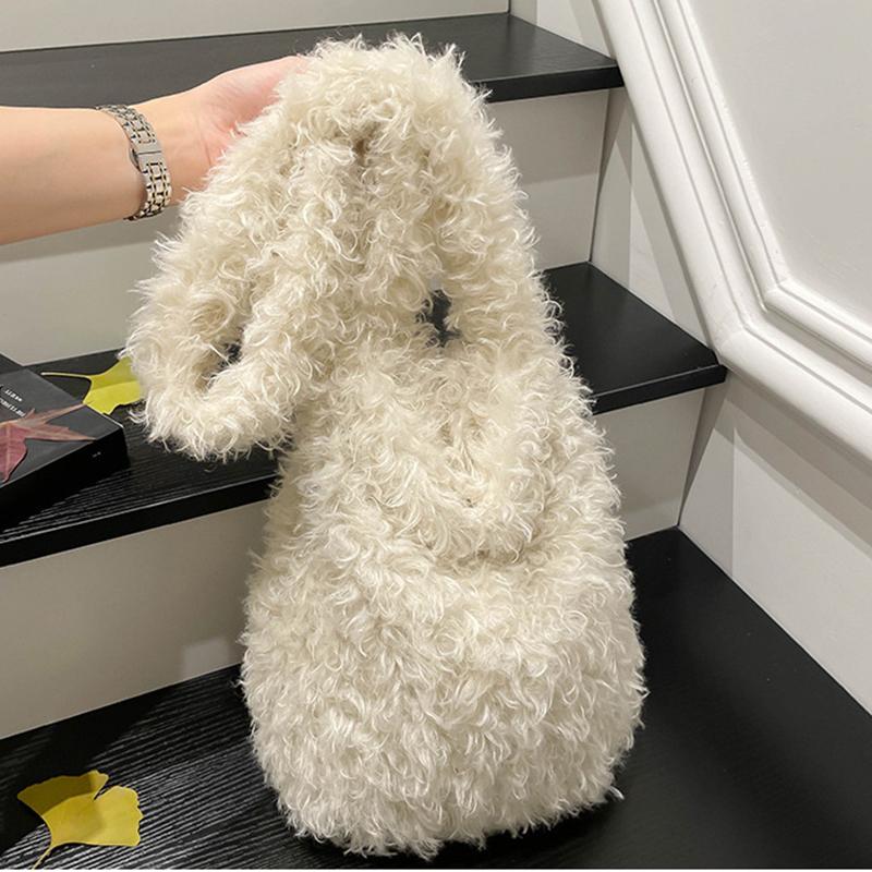 Yogodlns Korean Version Autumn and Winter New Women's Fashionable Versatile Practical Fashion Long-Haired Furry Shoulder Crossbody Bag