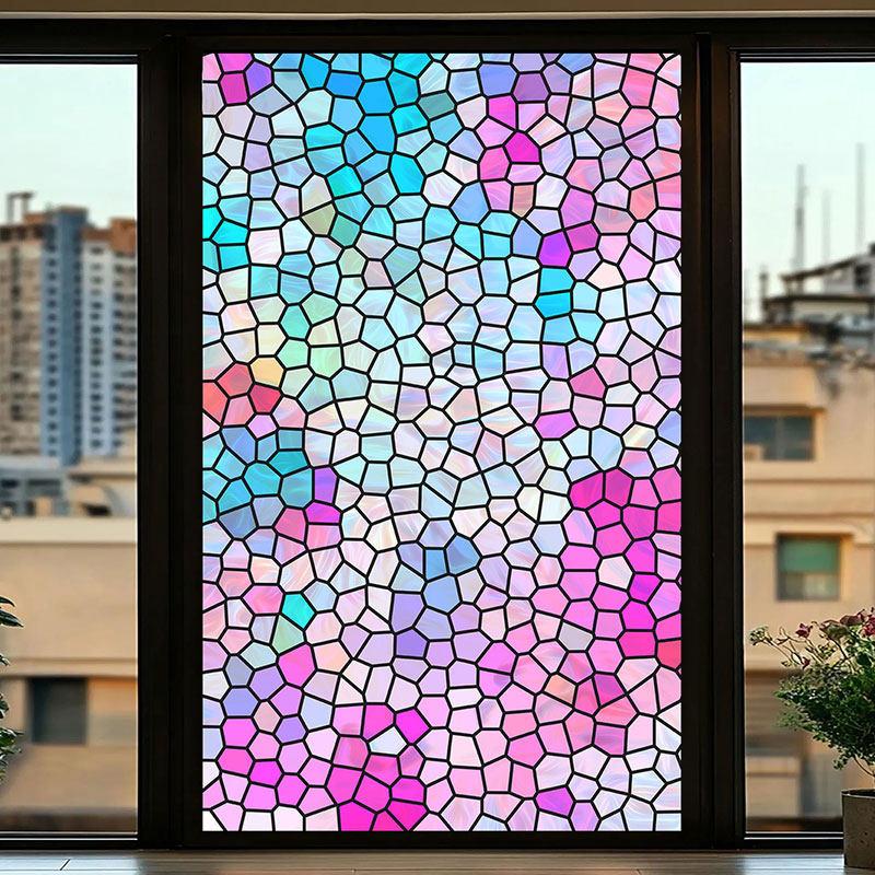 European Style Retro Glass Film,electrostatic Frosting, Adhesive Free Art Painting Privacy Protection Window Film Stained Glass