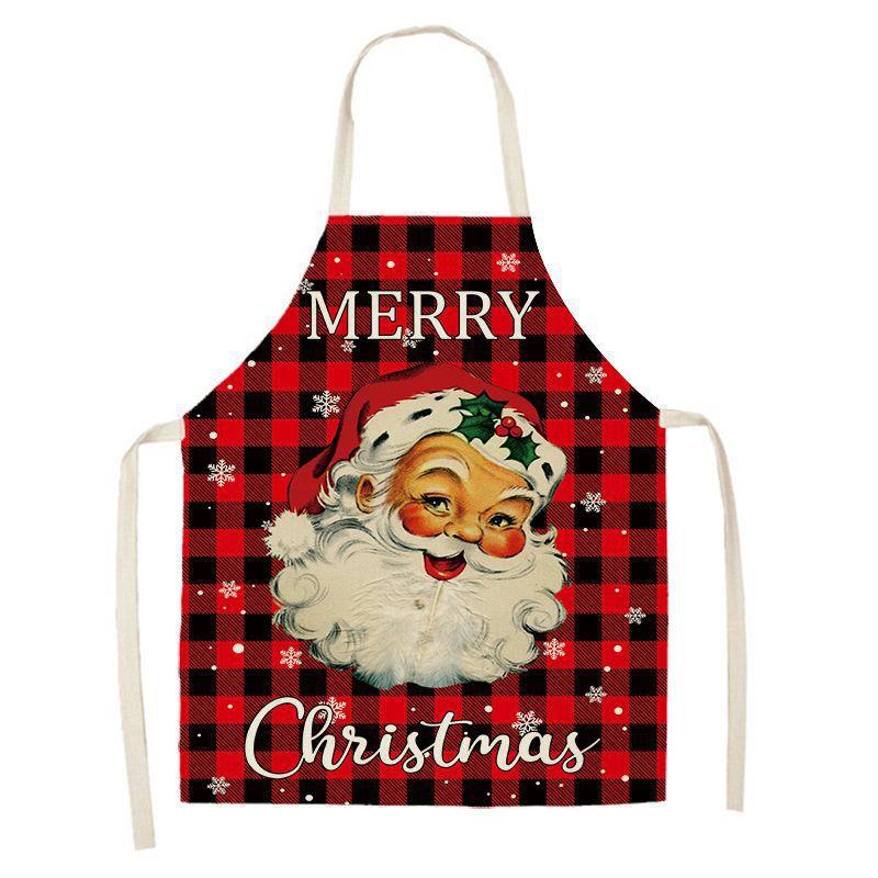 Christmas Apron New Creative Printed Polyester Apron Holiday Decoration Party Home Kitchen Anti-fouling Apron