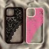 Wine Red Black Lace Printed Phone Case For iPhone 15 17 16 Pro 14 13 12 11 XR XS Max 7 8Plus Pattern Shockproof Clear Hard Cover