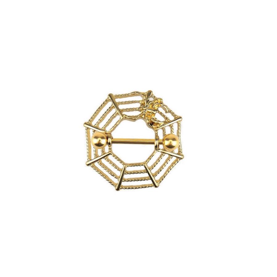 Edelstahl Spider Nippelringe - Silber & Gold Punk Stecker