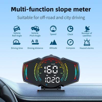 Car Head Up Display HUD On Board Computer Digital Speedometer Slope Meter Speed Alarm KM/H MPH Speedometer Tachometer