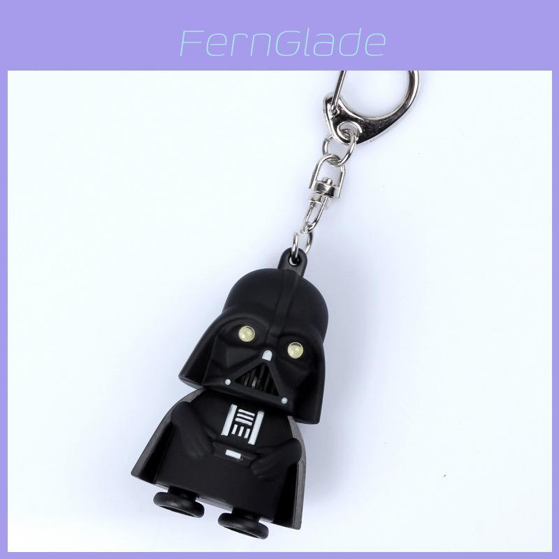 Porte-clés mignon de dessin animé Guerrier Noir Lumière LED Son Enfant Lampe de poche Pendentif de sac Accessoire