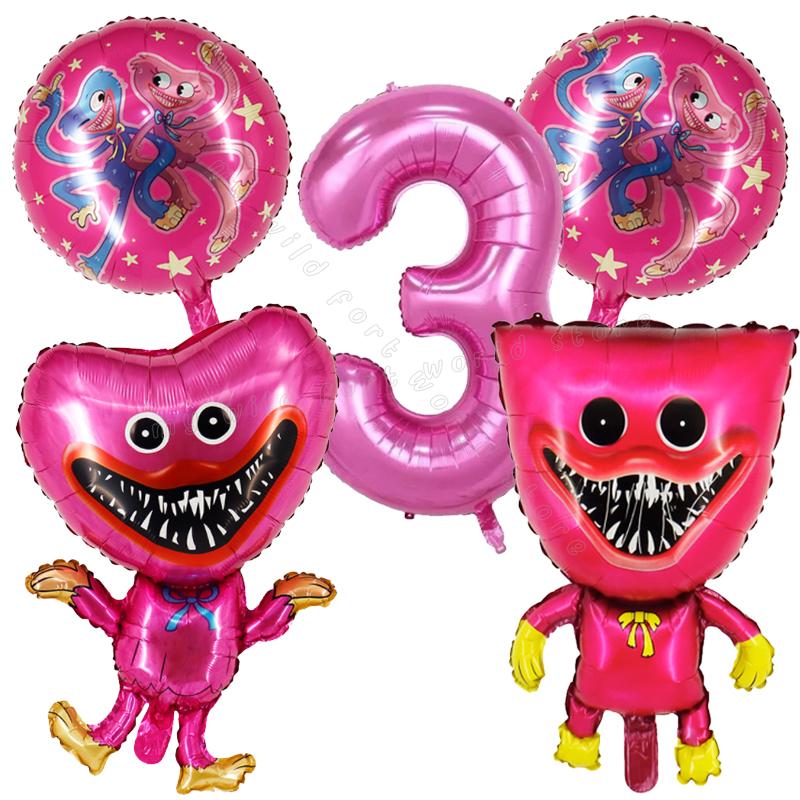 Game Huggy Wuggy Number Balloons Decoration Poppy Playtime Birthday Party Ballon Set Baby Shower Cartoon Round Foil Balloon