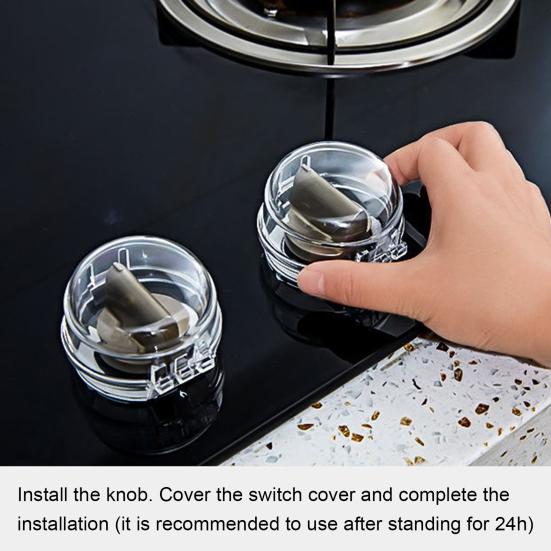 1 Pair Covers Stove Safety Transparent Heat-resistant PC Kitchen Safety Guard Gas Knob