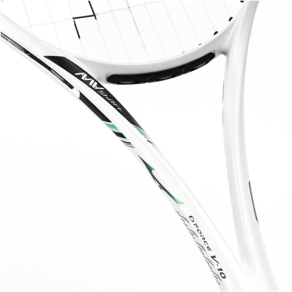 MIZUNO Deeforce Tennis Racket 63JTN543 V-10 (Soft Tennis), Unisex, White/Jade Green, 0U,