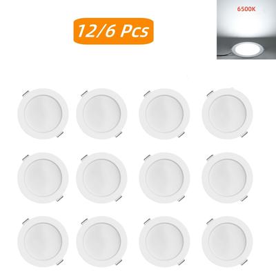 12/6Pcs LED Downlight AC220V Teto Rebaixado Down Lights Round LED Painel Luz Spotlight Lâmpada Para Sala de Estar Iluminação Decora
