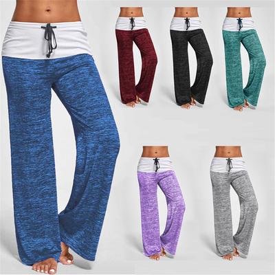 Women's Spring and Autumn Yoga Sports Stitching Trousers Casual Wide-leg Pants