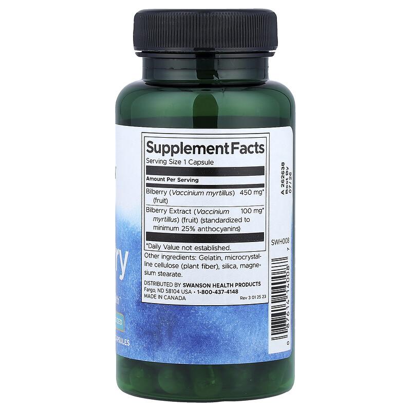 Bilberry, Standardized, 60 Capsules