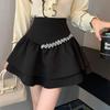Streamer Diamond Skirt Women's Fashion High Waist Waist French Cover Belly Short A-line Skirt