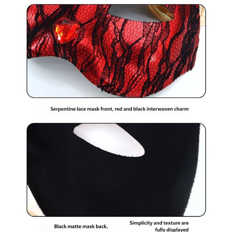 Elegant Cats Face Lace Snake Pattern Mask Costume Mask For Masquerades Ball Halloween Party And Cosplay