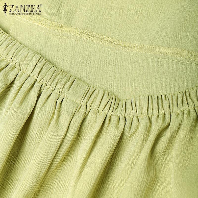 ZANZEA Women Casual Lace Up V-Neck Straps Backless Slip Dress